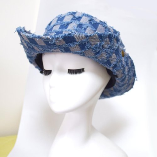 AICHUAN Wide Brim Bucket Sun Hat Packable Cotton Denim Cowboy Sun Hat for Women Men Summer Outdoor Fisherman Cap Light Blue