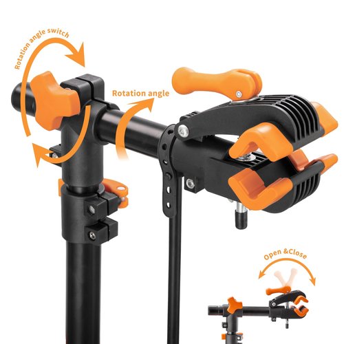 teraysun Bike Repair Stand (Max 66lbs/30kg) - Foldable Workstand with Magnetic Tool Tray (24.5x13cm), 360° Rotatable Head, GS Certified for 20-29" Mountain/Road Bikes