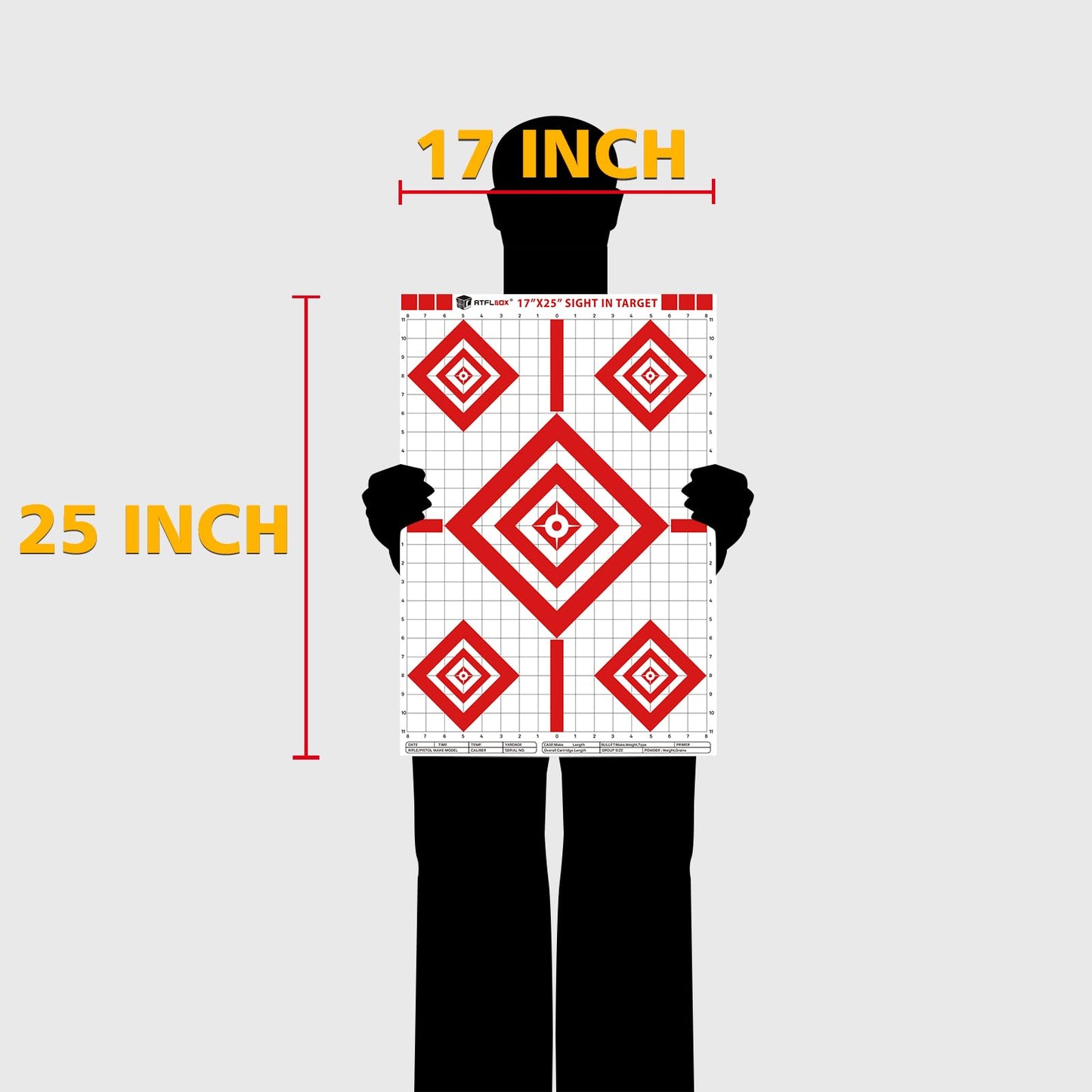Atflbox Sight in Shooting Range Paper Target, 17X25 Inch Paper Shooting Targets Suitable for Handgun, Rifle, Pellet Gun, Airgun, BB Guns, Airsoft