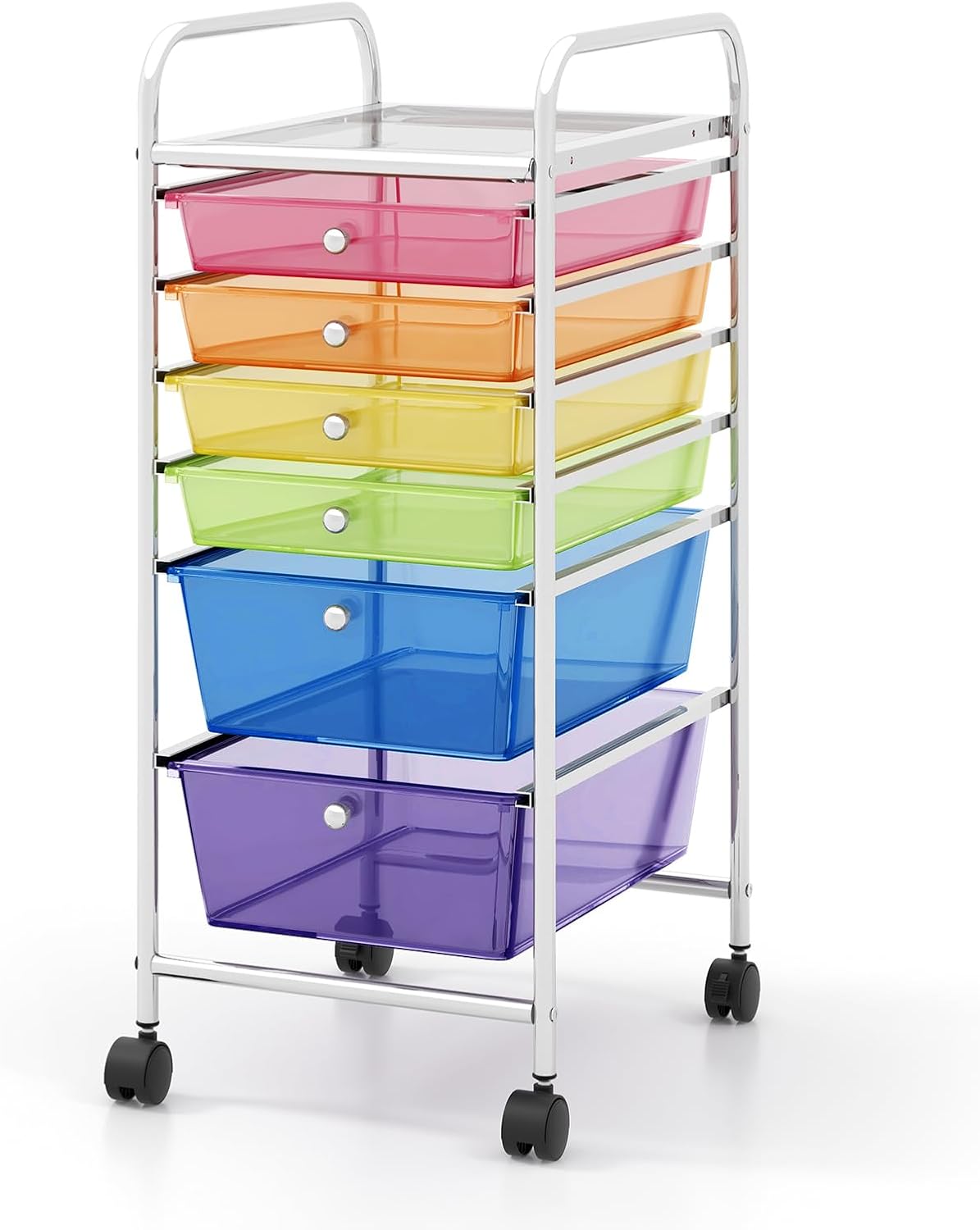 RELAX4LIFE 6-Drawer Rolling Storage Cart - Classroom Organization on Wheels w/Removable Plastic Drawers, Mobile Art Craft Cart for School Paper Home Office, Utility Cart with Drawers (Macaron)