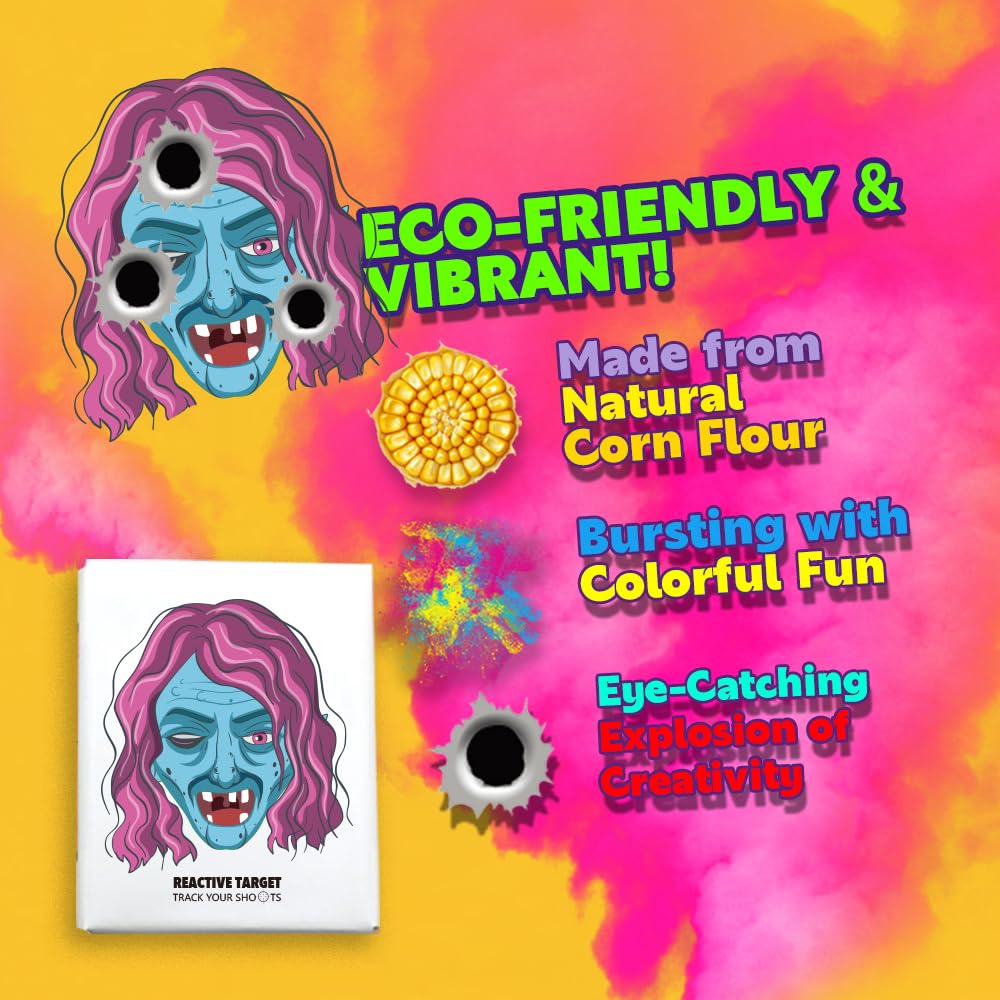 4-Pack Burst Reactive Target Set – Easy-to-See Targets for The Range, Shooting Practice Target with Bright Impact Effect, Simple Setup, Family-Friendly Shooting Accessories Pink Color