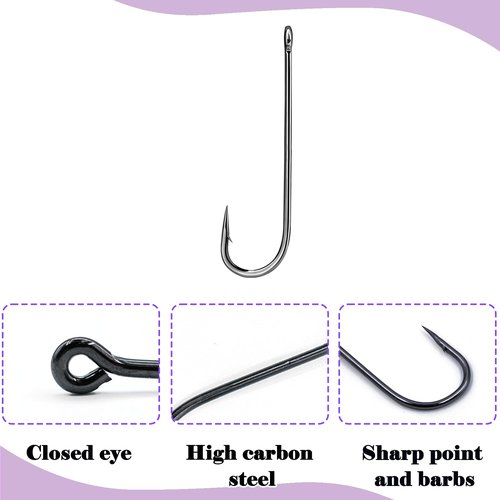 Natufish Aberdeen Fishing Hooks Set,150Pcs Crappie Panfish Hook Inline/Long Shank/Light Wire/Closed Eye for Sunfish Bass Freshwater