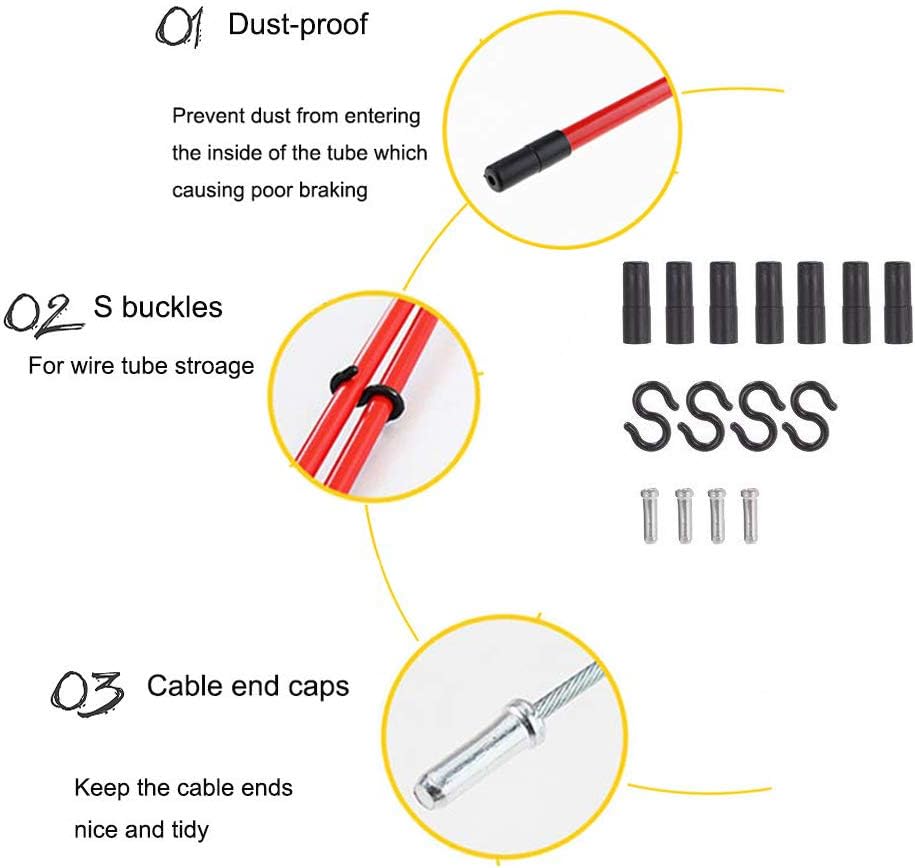 2pc Universal Bike Brake Cable Housing Kit Set Bicycle Brake Cable Replacement Kit for Moutain Road Bike Cycling Repairing