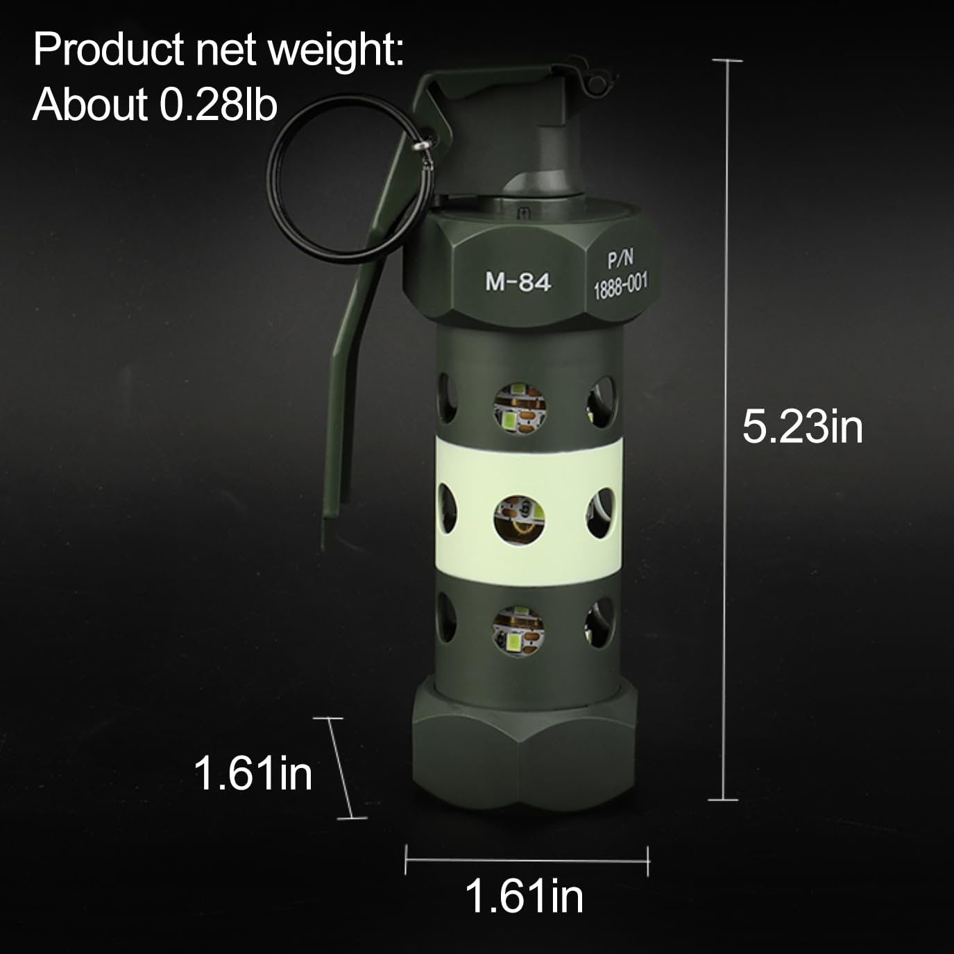Zhongren M-84 CS Airsoft Flashlight Flashbang Plastic Grenade Toy Model Emergency Camping Lamp Portable Lantern Tactical Gear Accessories for Army Fans Military