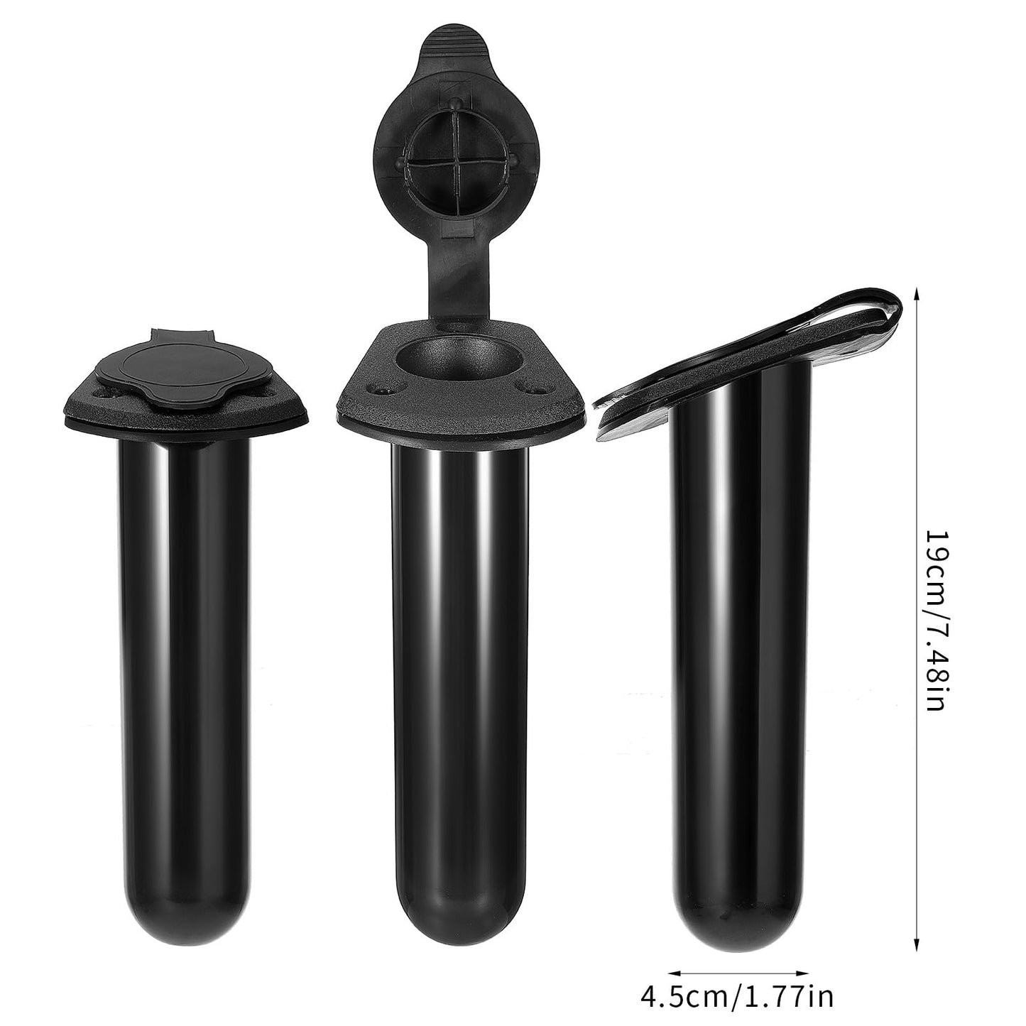 4 Pack of Kayak Deck Plastic Flush Mount Fishing Boat Rod Holders with Cap Cover,Gasket and Mounting Screws- Plastic Fishing Tackle Accessory Tool for Kayak Boat Canoe Pole