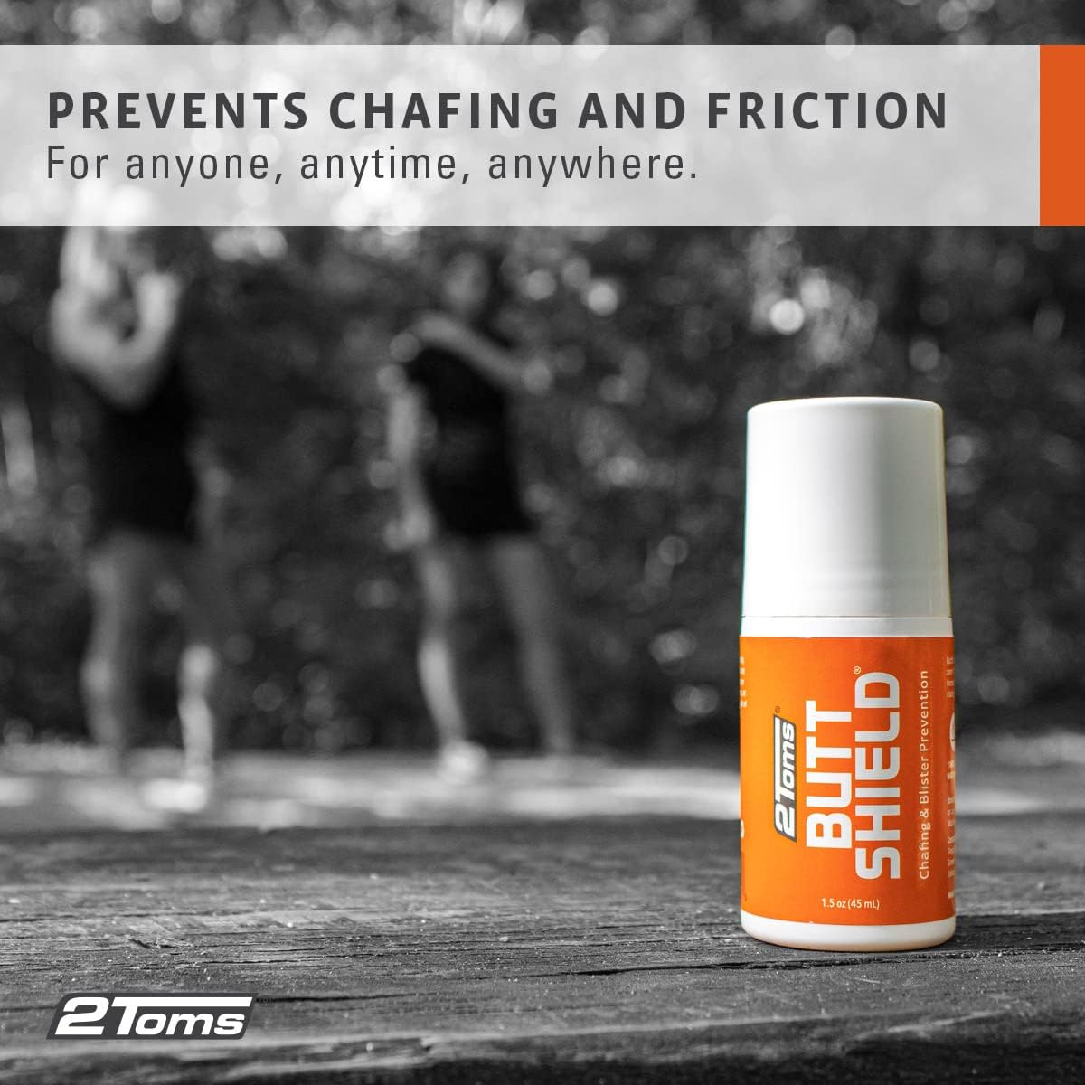 2Toms ButtShield, All Day Anti-Chafe and Blister Prevention, Waterproof and Sweatproof Protection from Saddle Sores, 1.5 Ounce Bottle