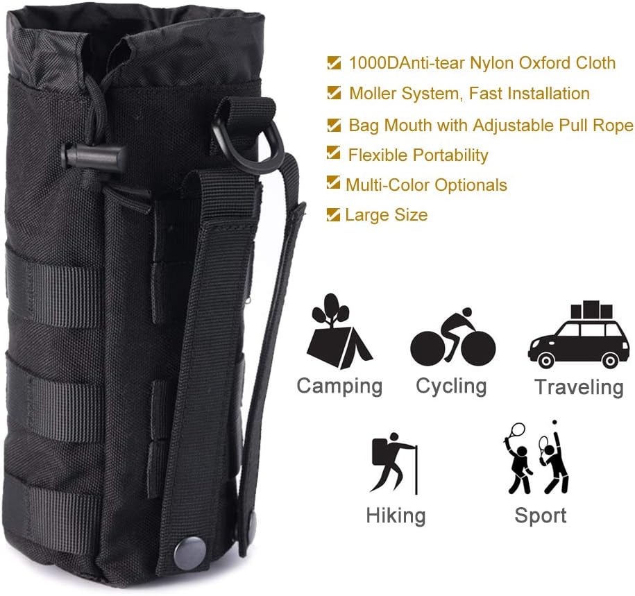 Upgraded Tactical Water Bottle Holder | Molle Pouch for Travel & Hydration