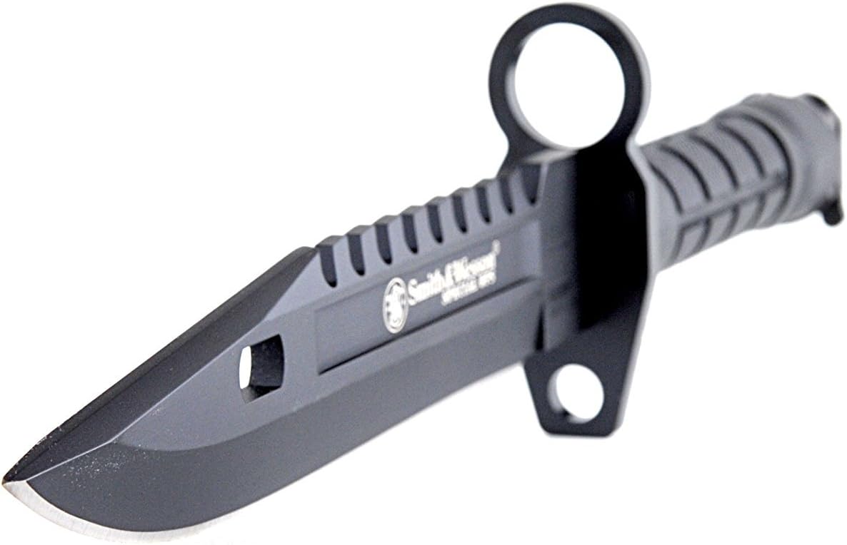 Smith & Wesson SW3B 12.8in S.S. Fixed Blade Knife with 7.8in Bowie Blade with Notched Spine and Nylon Fiber Handle for Outdoor, Tactical, Survival and EDC