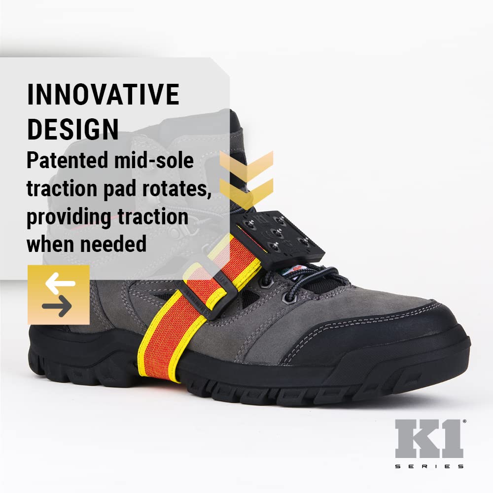 K1 Mid-Sole Ice Cleats for Men & Women - Rotatable Traction Aids For Winter Snow - Hi Vis - Low Profile