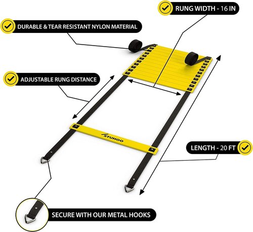 STUHOO Agility Training Equipment Set | Soccer Training Equipment for Kids Youth | Agility Ladder Speed Training Equipment with Bag | Football Training Equipment with Speed Hurdles, Cones for Footwork