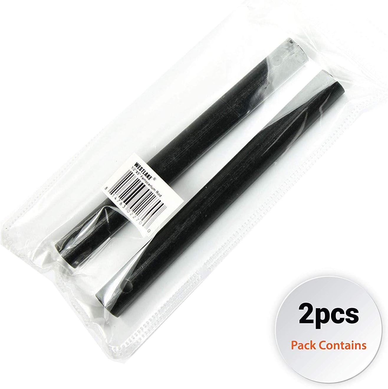 West Lake Tactical Set of Two 1/2" x 5" DIY Ferrocerium (Ferro) Rods Flint Fire Starter Magnesium Tool Kit AKA Firesteel