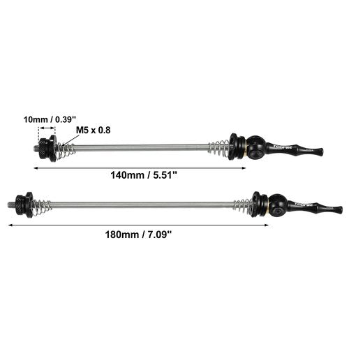 X AUTOHAUX 1 Pair Bike Bicycle Quick Release Axles Skewers Lever Front Rear Bike Axle Wheel Hub 140mm 180mm Black for MTB Moutain Road Bike Titanium Alloy