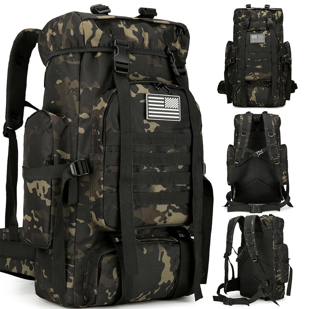 Bkcmy 45L Hiking Backpack Waterproof Travel Daypack Camping Backpack for Men Women (Black)