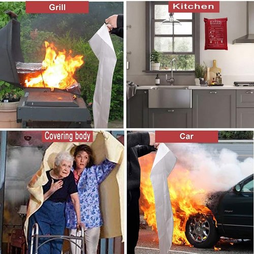 Fire Blanket: Essential Emergency Survival Safety Tool for Flame Suppression, 100% Fiberglass, Life-Saving Gear for Home, Kitchen, Camping, Car, and Office (39.3" x 39.3" Inches)