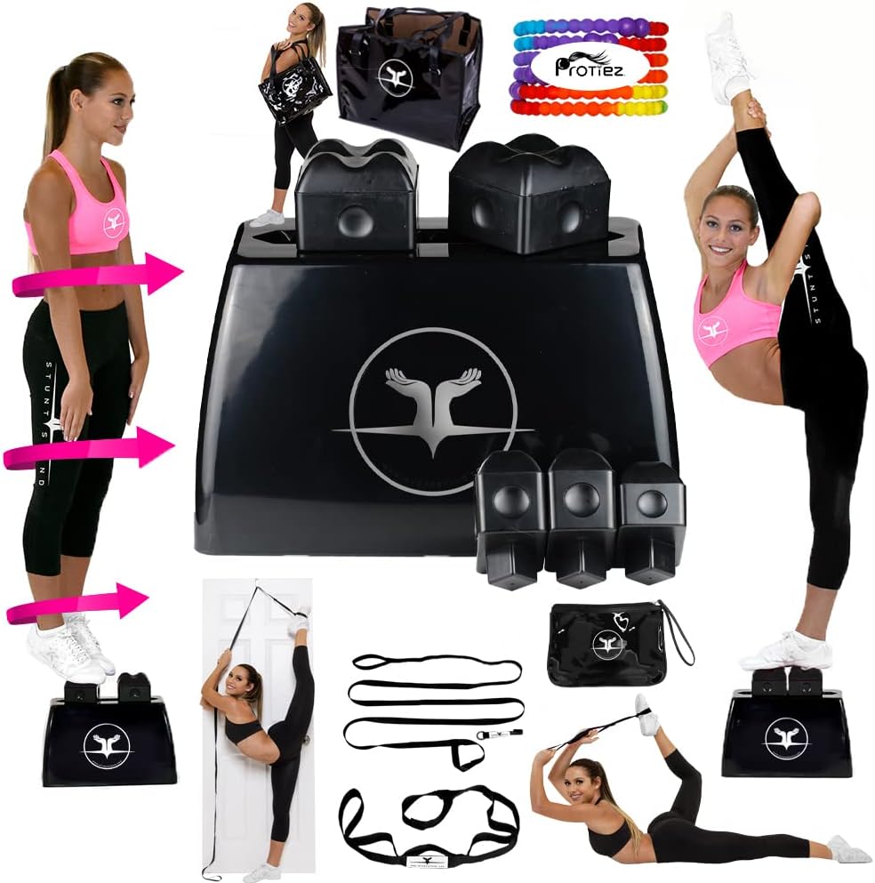 STUNT STAND® Cheerleading Balance & Flexibility Stunt Training Equipment - Increase Stunt Awareness SAFELY on the Ground - FREE Training Video Links Included - Black