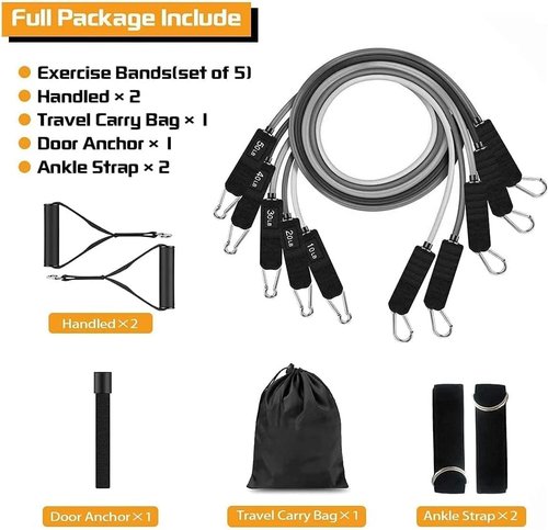 VEICK Resistance Bands, Exercise Bands for Working Out with Handles, Elastic Workout Bands for Men Women, Exercising Bands for Strength Training Equipment at Home Gym