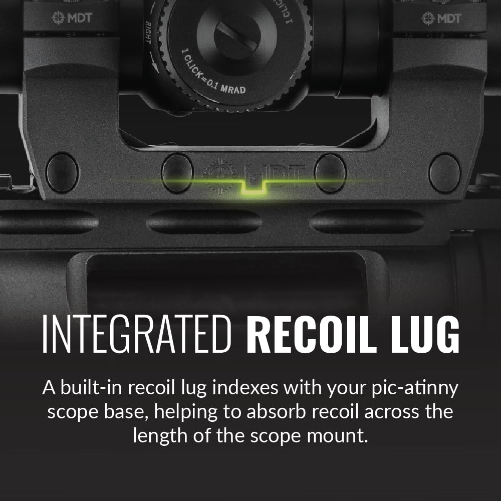 MDT 35mm 1.18" Low One-Piece Scope Mount, Robust Clamping, Integrated Recoil Lug, Accessory Scope Ring Cap Compatible, Black (106975-BLK)