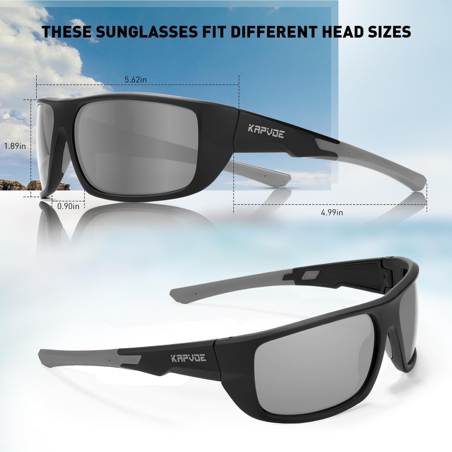 KAPVOE Polarized Sports Sunglasses for Men Women Youth Baseball Fishing Cycling Running Motorcycle Glasses UV400 K2403