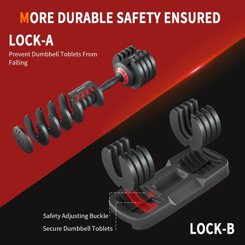 VEICK 25 lbs Adjustable Dumbbell, Fast Adjust Weight with Anti-Slip Turning Handle for Men Women, Exercise Equipment with Tray for Home Gym Full Body Workout Fitness