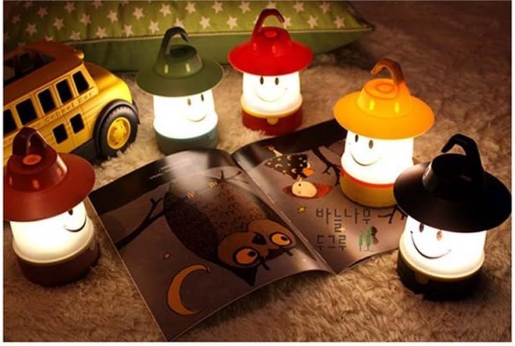 Smile LED Lantern: Portable Night Light Camping Lantern For Kids (Hibiscus),Red