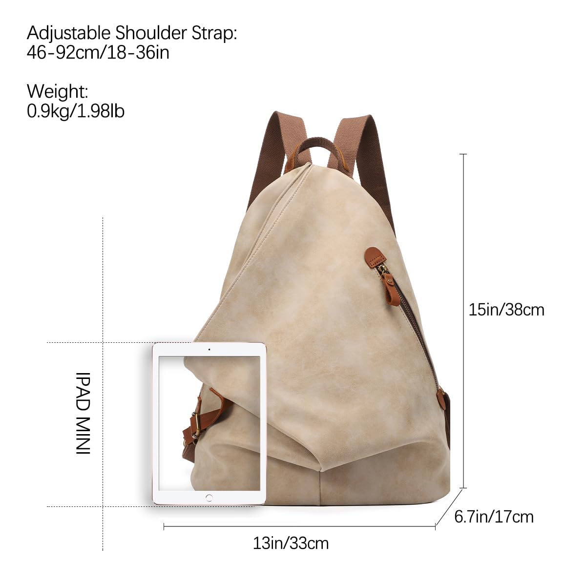 KL928 PU Leather Vintage Backpack – Large Casual Daypack Outdoor Travel Rucksack Hiking Backpacks for Men Women