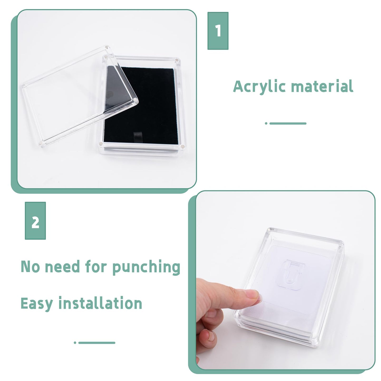2 PCS Acrylic Pin Display Case with Flannel Protective Pad, Pin Collection Display Box for Wall and Tabletop Display, Clear Plastic Pin Holder for Pin Badge Enamel Pin Jewelry Pins Military Medal