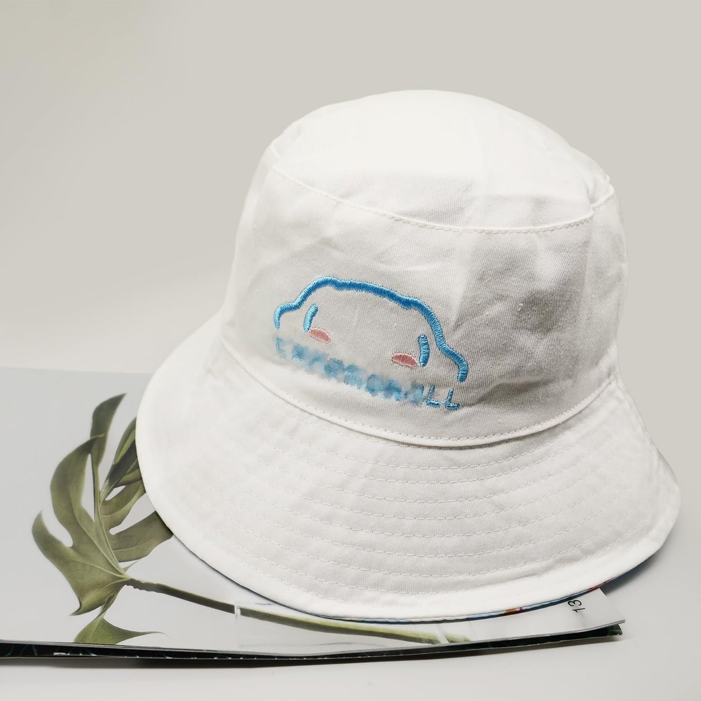 Kawaii Bucket Hat for Women, Cotton Print Double-Side-Wear Reversible Bucket Hat, Trendy Lightweight Fishing Cap Sun Hats for Outdoor Summer Beach Travel