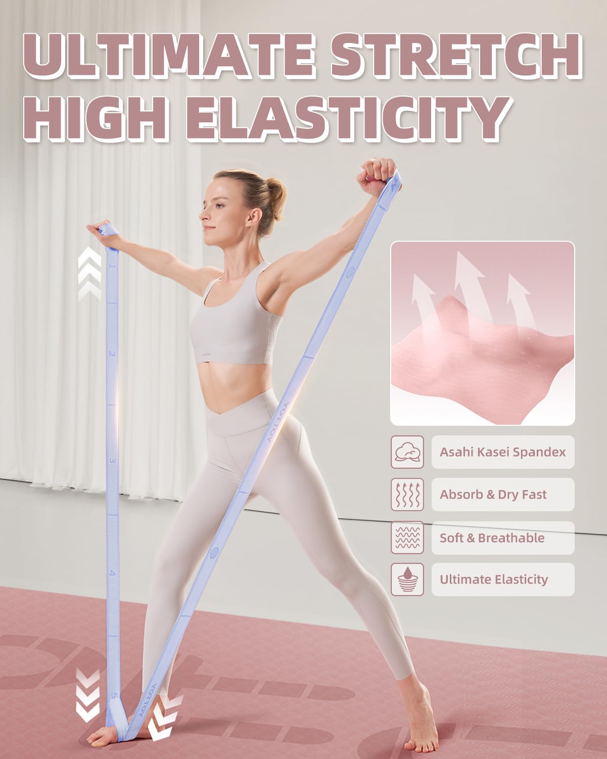 YOTTOY Yoga Bands Resistance Band-10 Loops Elastic Band Ideal for Yoga, Pilates, and Home Workouts-Booty Bands Improve Flexibility,Endurance,Physical Therapy for Women