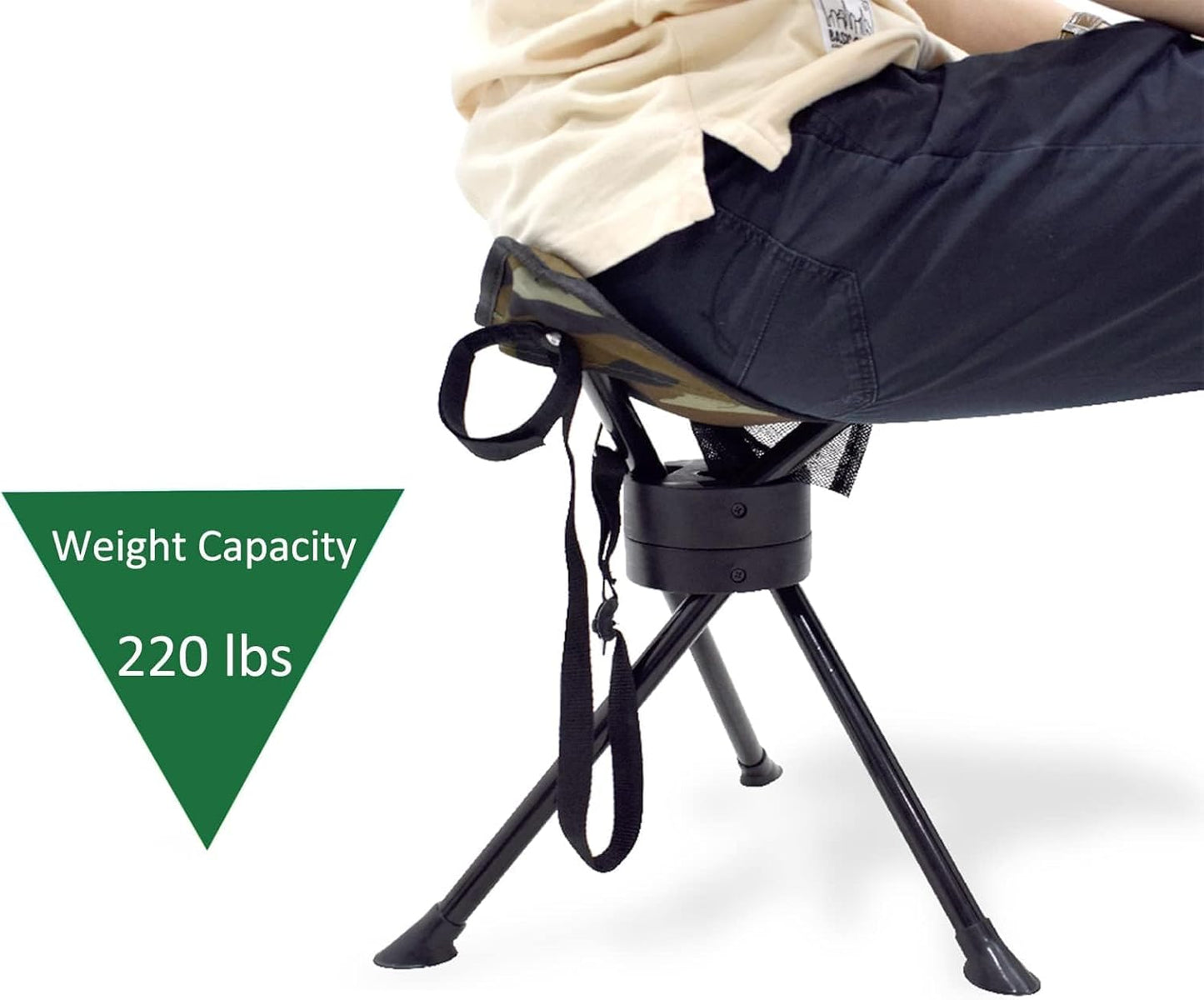 GEERTOP Portable Camping Swivel Folding Stool Seat Foldable Camp Tripod Chair Outdoor Survival Gear for Hiking Fishing Hunting Travel
