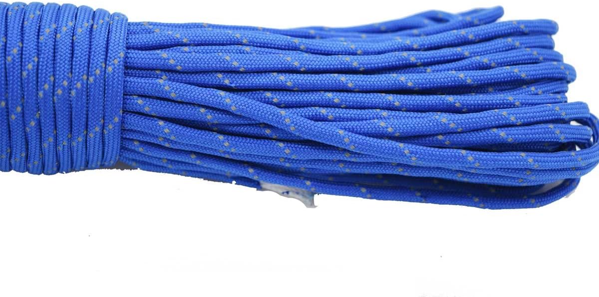 100FT Reflective Paracord 7 Core 550 Parachute Cord (Blue)
