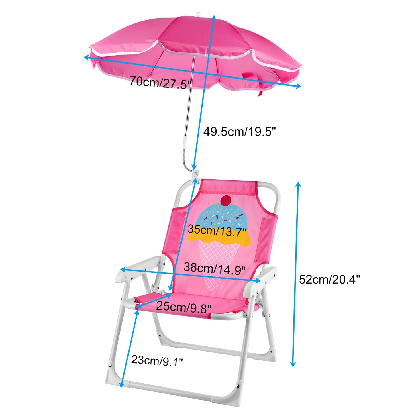 PLULON Kids Beach Chair with Umbrella Folding Lawn and Camping Chair with Summer Shade Children's Beach Chair for Pool Travel Outdoor(for 1-5 Years Old)