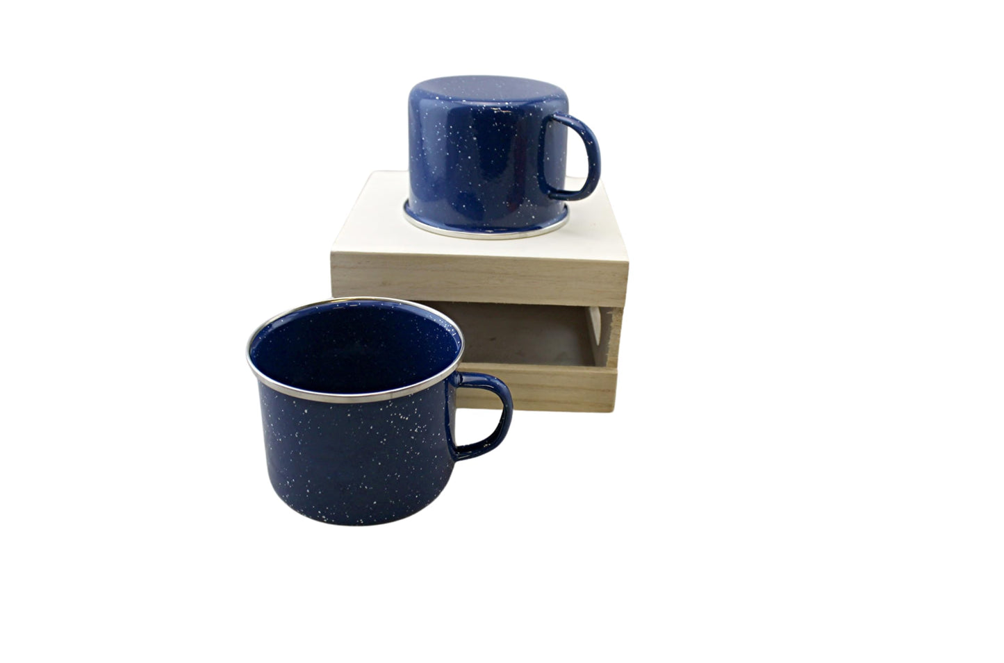 16oz Enamel Mugs 2-Pack - Versatile for Camping, Beach, Travel, Home, and Outdoor Use: Ideal for Hot/Cold Beverages, Soup, and More by Dependable Industries (Blue)