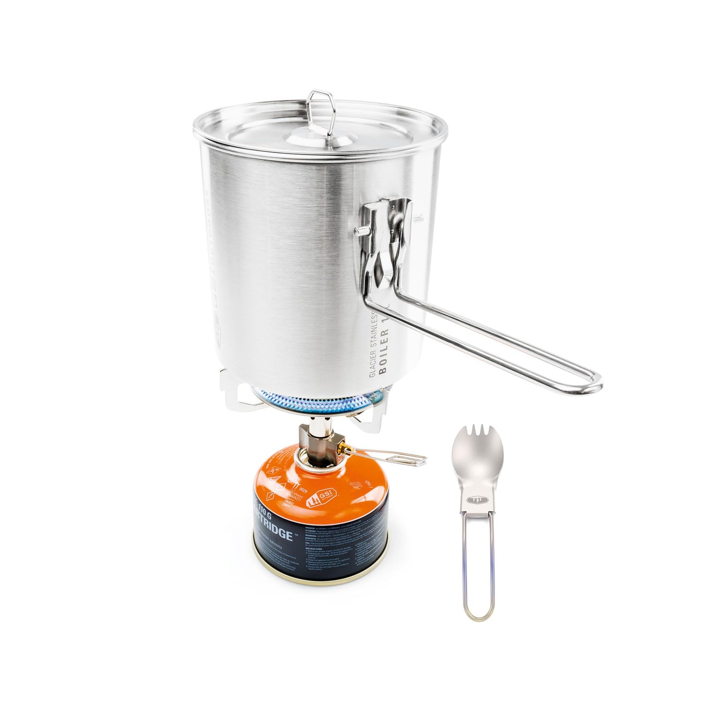 GSI Outdoors Glacier Stainless Explorer Set, Compact Stainless Steel Cookset with Pot, Frypan, Cup, and Bowl, Nesting Camping Cookware for Backpacking, Hiking & Outdoor Cooking