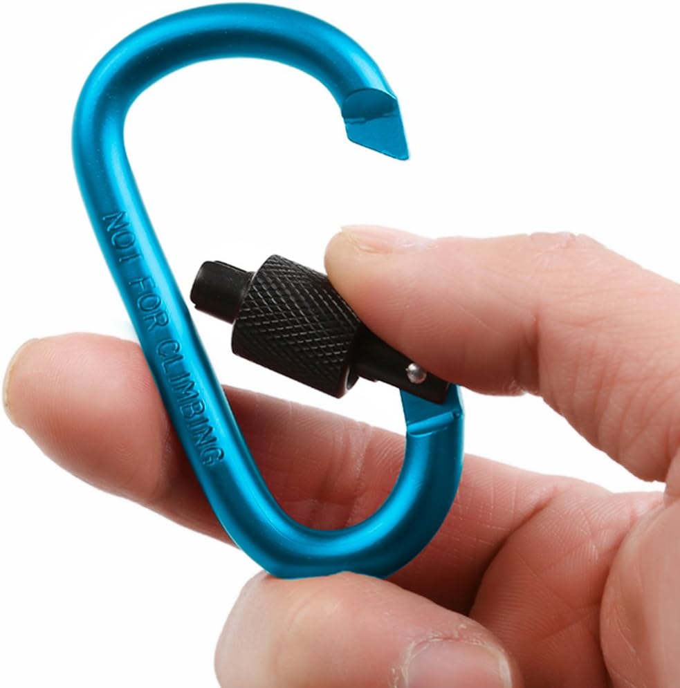 10 Pack Aluminum D-Ring Carabiners, YuCool D Shape Keychain Clips Hook Spring-Loaded for Camping Hiking Fishing, Locking Carabiner,Caribiniers 10 Key Rings - Multi-Color