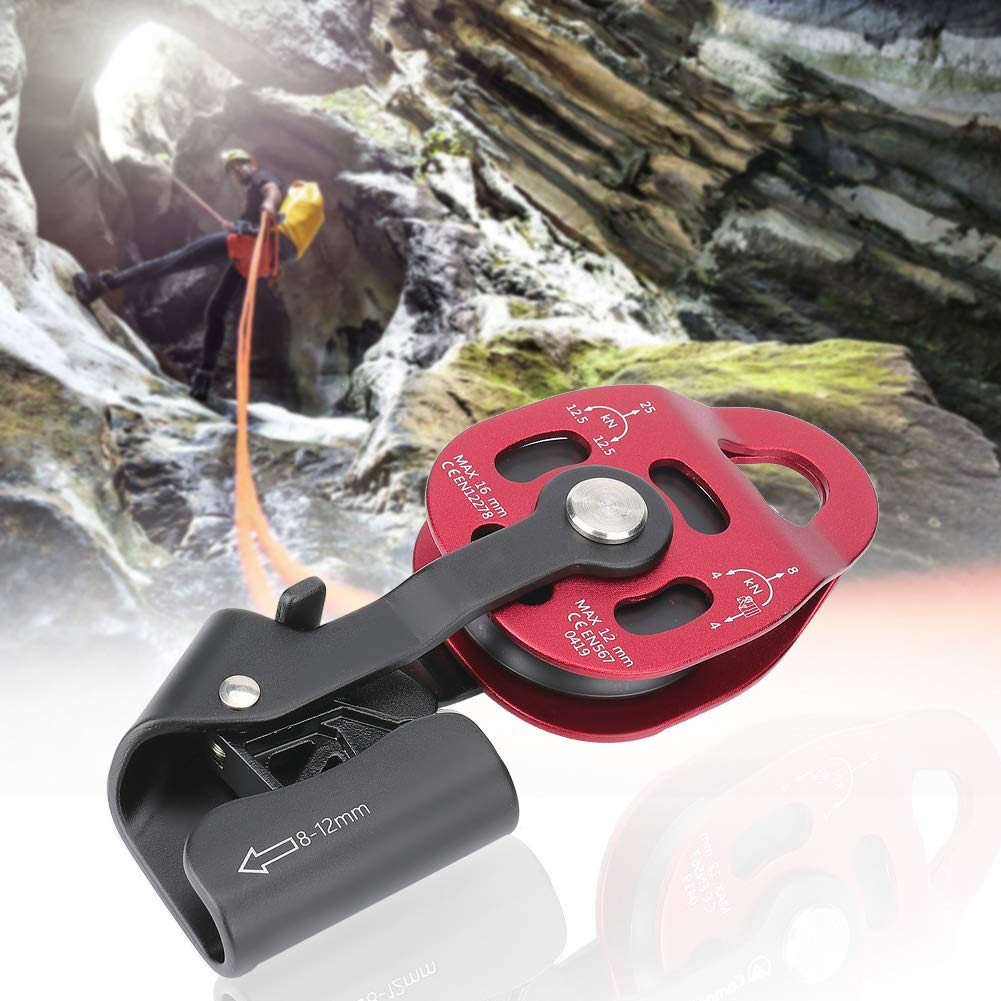 4kn Climbing Pulley, Aluminium Heavy Duty Single Swivel Rope Pulley Block Designed for 8-12mm Climbing Rope, Ideal for Rope Climbing and Pulley Systems