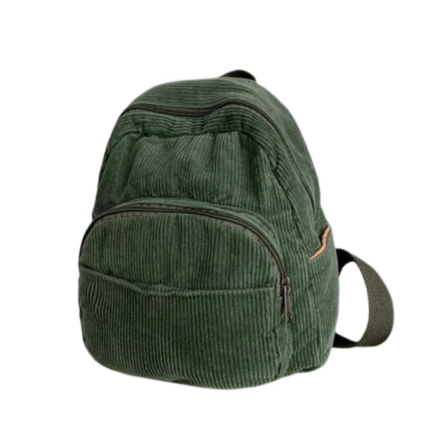 MININAI Aesthetic Backpack Mini Classic Corduroy College Backpack for Women Cute Retro Grunge Casual Daypack (One Size,Green)