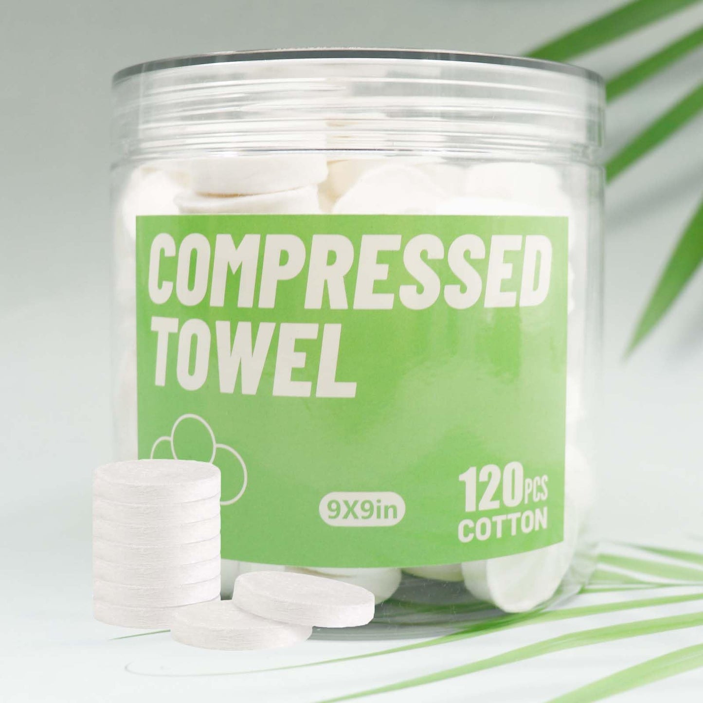 120 Pcs Compressed Towels, 9x9in Fast Expanding Disposable Face & Body Towellets, Portable Camping Towels for Travel, Gym, Outdoor Activities