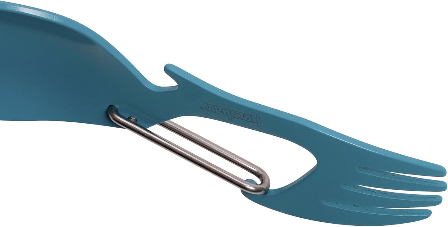 Kershaw Ration Multi Tool Spork, Stainless Steel Spoon, Fork, Carabiner and Bottle Opener, Regular and XL Sizes