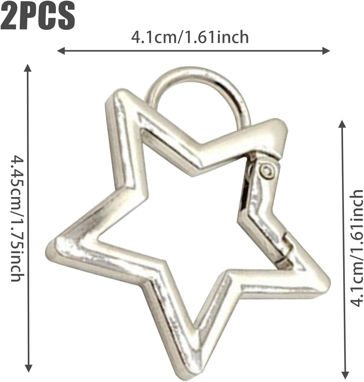 Jowxsx 2Pcs Silver Star Carabiner Clip,Keychain Metal Key Ring Heavy Duty Star Keychain Clip Polished Cute for Sports and Outdoors Craft Making Locking Carabiners Accessory