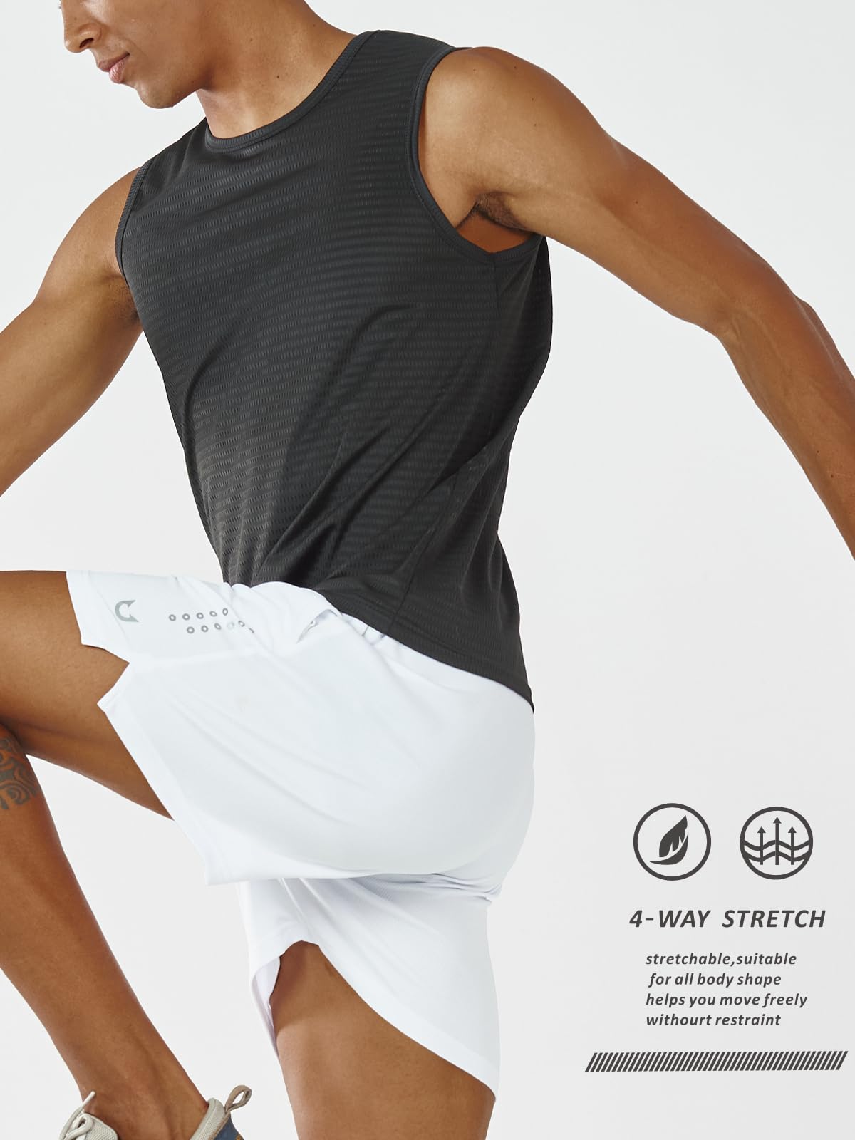 NORTHYARD Men's 5" Athletic Running Shorts Workout Gym Quick Dry Shorts Lightweight Mesh Tennis Shorts for Men Exercise White