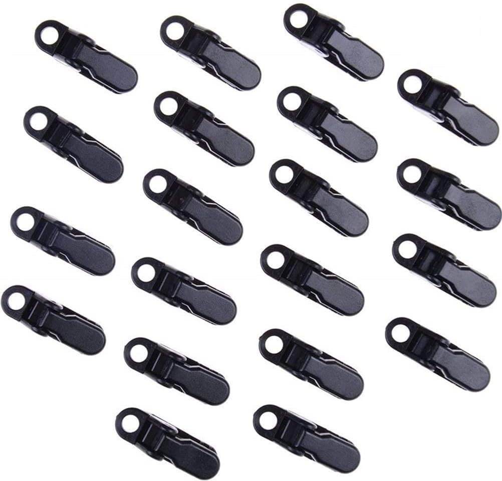 20 Pack Small Tarp Awning Clamp Set - Black Tarp Clips Jaw Tent Snaps for Camping