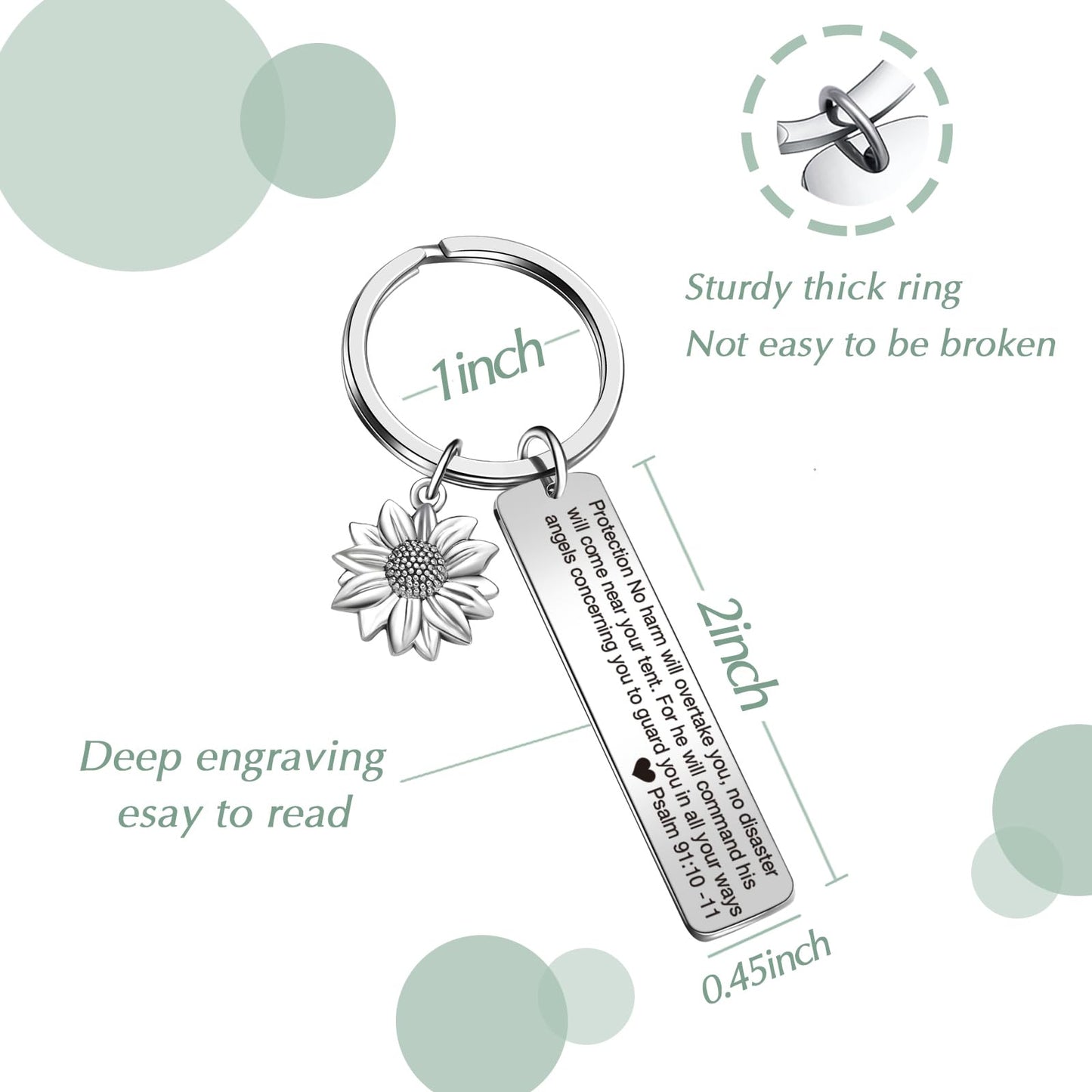 JIUSHUN Bible Verse Keychain Women Religious Gift Baptism Gift Faith Based Jewelry Christian Birthday Keychain Catholic Jewelry