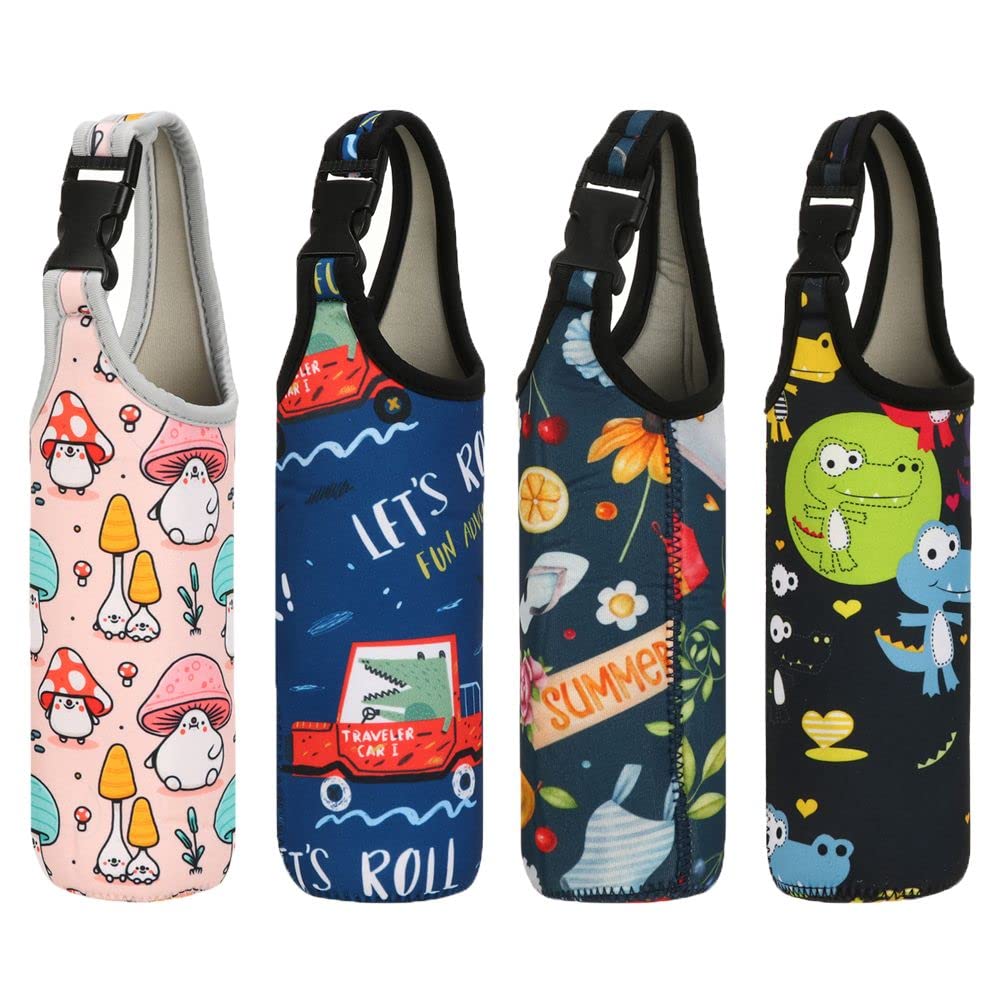 Andy's Orchids Neoprene Water Bottle Sleeve, 4PCS Portable Cup Carrier Pouch Sport Water Bottle Cover Case Insulated Bag