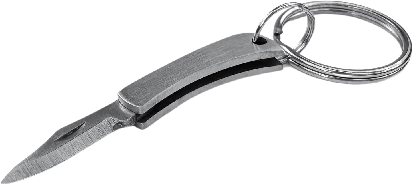 Micro Folding Knife Keychain, World's Smallest Knife, Mini Portable Cutters Keyring, Tiny Pocket Tactical Blade for Outdoors, Camping, Hiking, Backpacking, Cutting - 1.5 inch