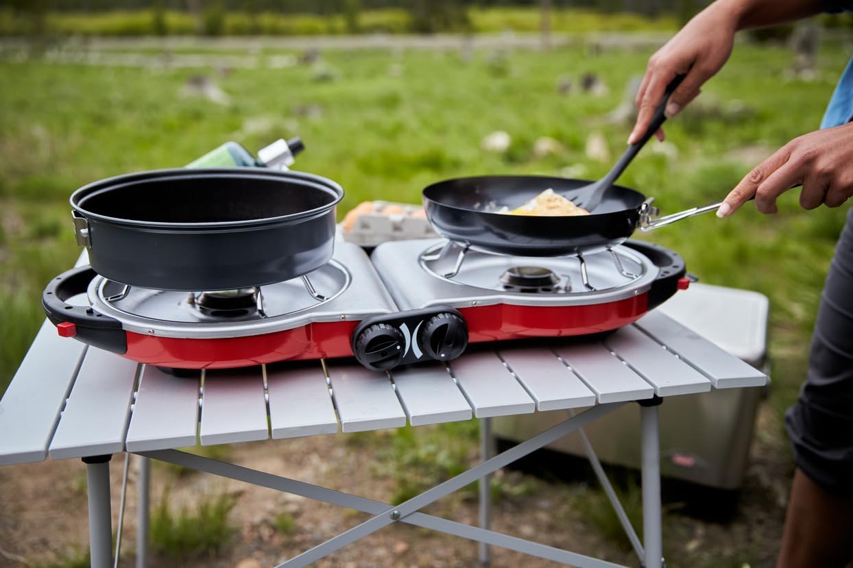 Coleman Fold ‘N Go 2-Burner Propane Stove, Dual Adjustable Burners with 20,000 BTUs of Power & InstaStart Ignition, Great for Camping, Tailgating, Grilling, & More