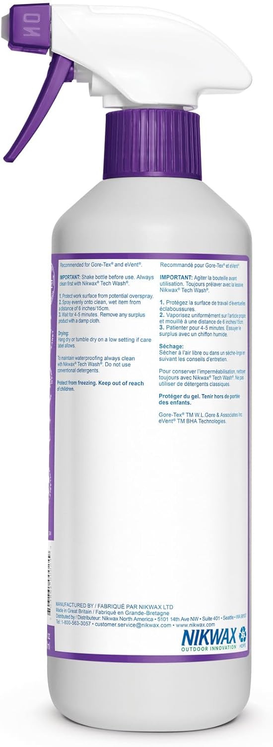 Nikwax TX.Direct Spray-On Waterproofing, 500ml, High Performance Waterproofing Renewal Treatment Restores DWR Water Repellency in Jackets, Outerwear, Rain, Ski and Snow Gear