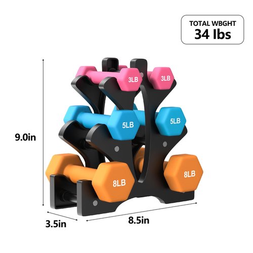 Portzon Weights Dumbbells Set with Various Color and Weights and Compatible, 1-15 LB, Anti-Slip, Anti-roll, Hex Shape