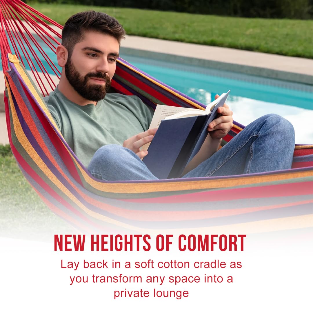 Aran co Ultra-Light Travel Camping Hammock with Tree Straps for Hanging - Durable Folding Hammock Up to 450lbs, Portable Hammock Camping for Indoor and Outdoor - Single/Red