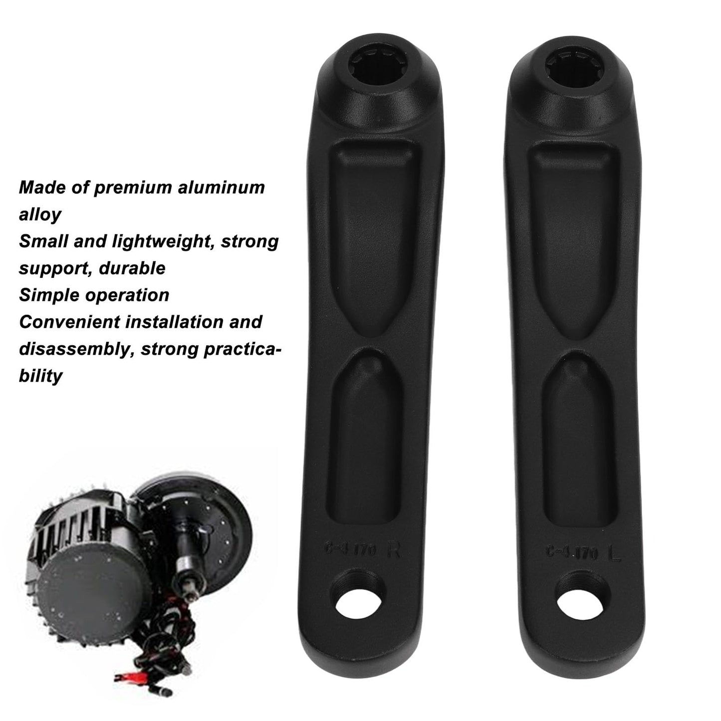 170mm Aluminum Alloy Mini ISIS Electric Crank Arm Set with Easy Installation for Mid Motor