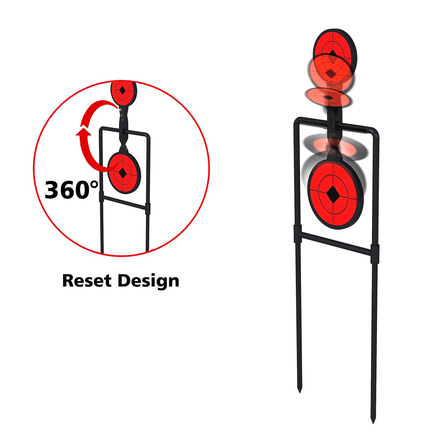 Atflbox Double Blast High Caliber Spinner Auto Reset Steel Target for Centerfire Handguns Up to .44 Magnum Outdoor Target Shooting